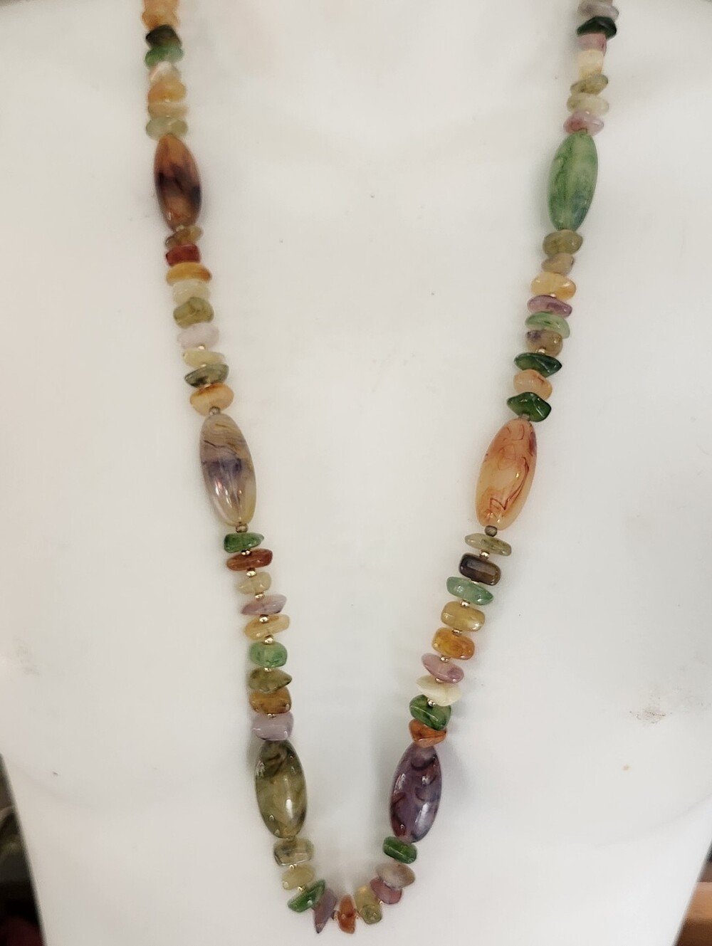 Multi-Color Beaded Gemstone Necklace - Elegant Summer Statement Necklace!